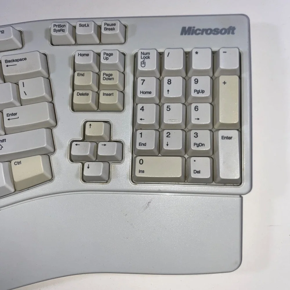 Microsoft Natural Keyboard Elite KU-0045 Ergonomic Split Wired USB Grey Vintage